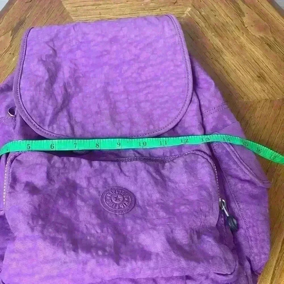 Kipling Small Medium Laptop Backpack Purple Drawstring Monkey Zip Magnetic - Picture 12 of 13